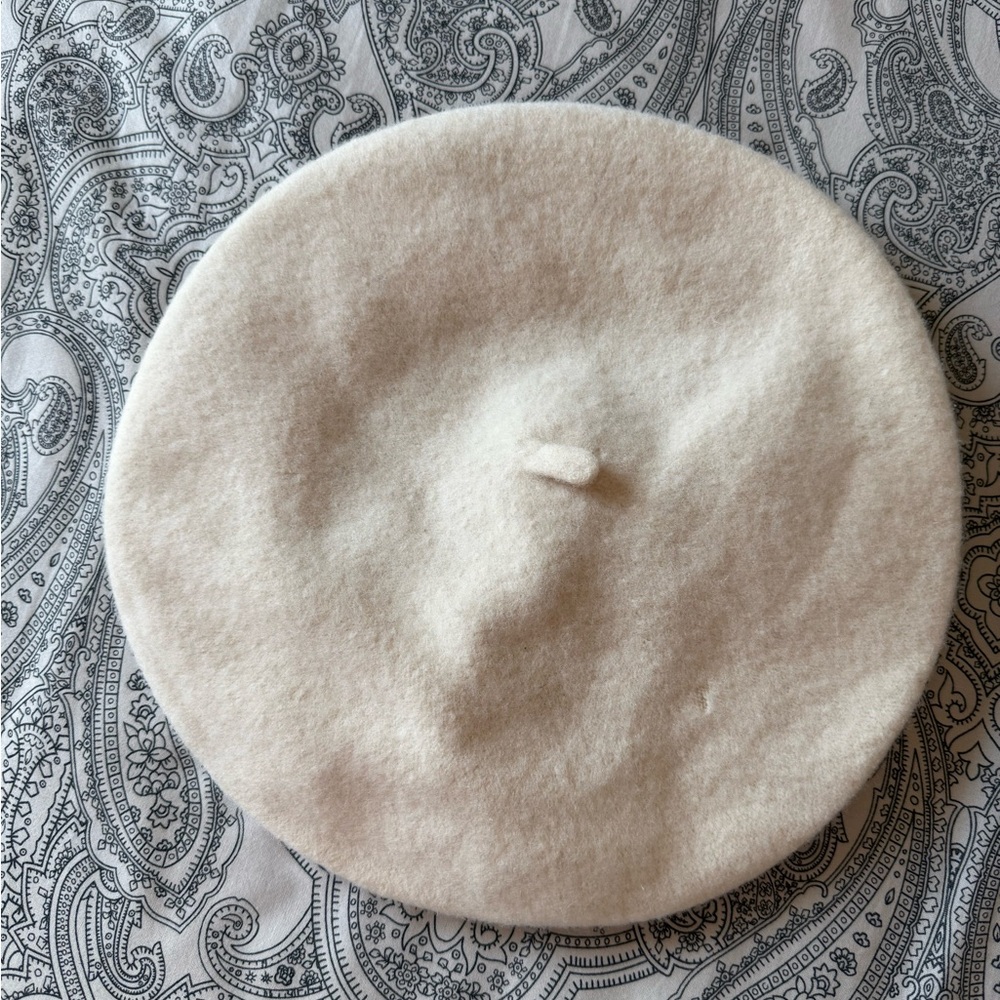 H&M Cream Beret Hat 100% Wool